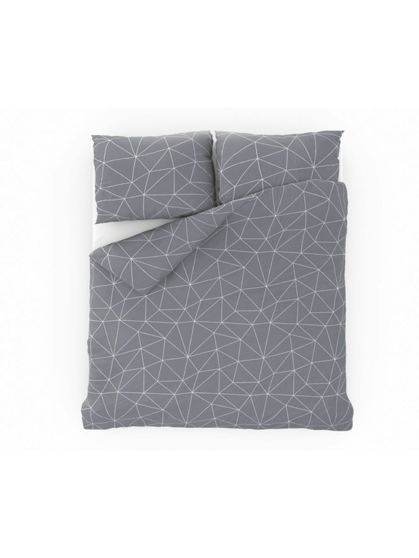 Kvalitex Francúzska bavlnená posteľná bielizeň NORDIC COLLECTION 220x200, 70x90cm GRID sivá