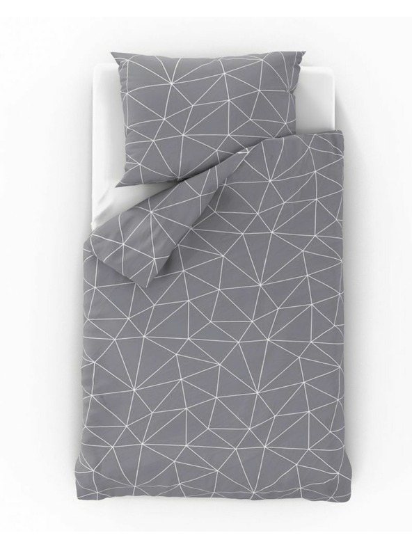 Kvalitex Predĺžená bavlnená posteľná bielizeň NORDIC COLLECTION 140x220, 70x90cm GRID sivá