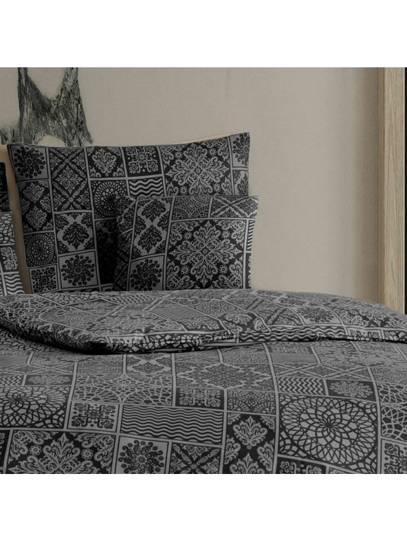 Kvalitex Francúzska bavlnená posteľná bielizeň renforcé 240x220, 70x90cm TOKYO čierna