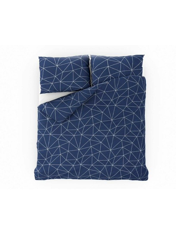 Kvalitex Francúzska bavlnená posteľná bielizeň NORDIC COLLECTION 200x200, 70x90cm GRID modrá
