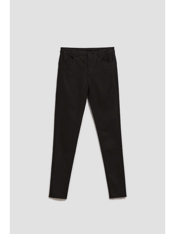 Moodo Čierne koženkové slim nohavice