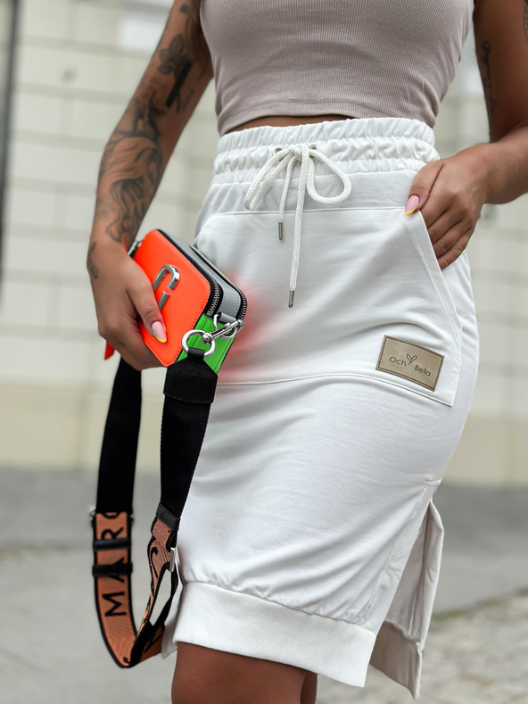 Edoti Tepláková sukňa s klokanovým vreckom - krémová