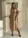 Edoti Oversize maxi šaty - camel farba