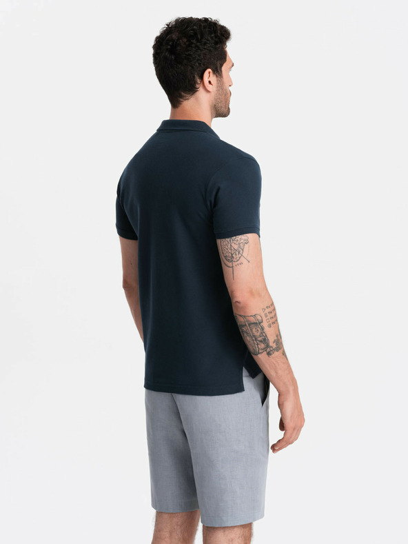 Ombre Clothing Tmavomodrá pánska základná polokošeľa Ombre Oblečenie