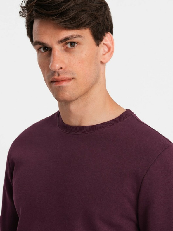 Ombre Clothing BASIC pánska bavlnená mikina BASIC bordó Ombre Clothing