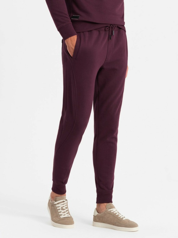 Ombre Clothing BASIC pánska bavlnená mikina BASIC bordó Ombre Clothing