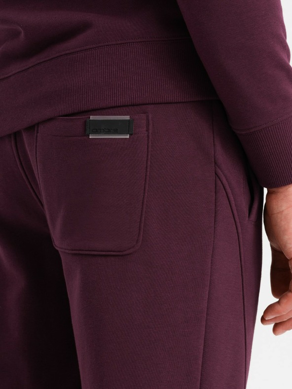 Ombre Clothing BASIC pánska bavlnená mikina BASIC bordó Ombre Clothing