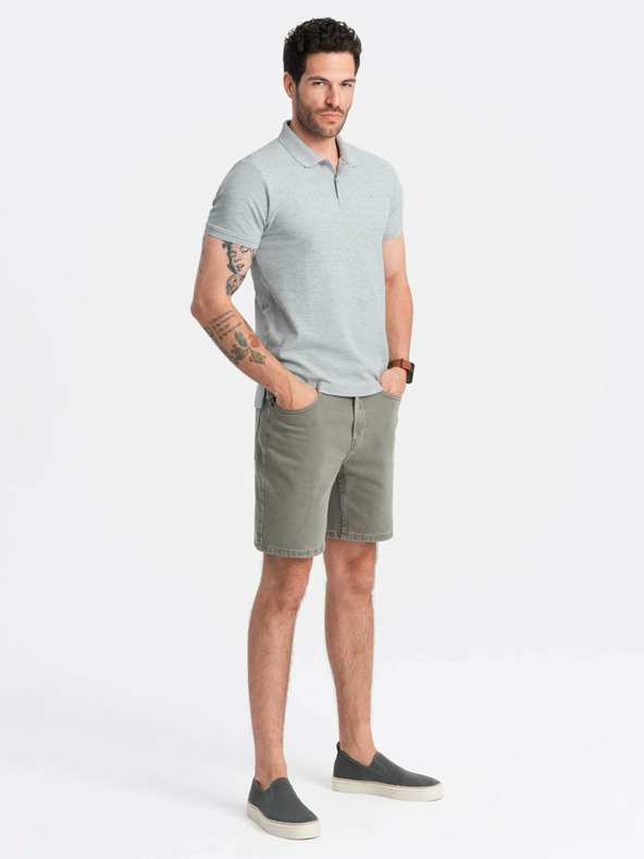 Ombre Clothing Svetlošedá pánska základná polokošeľa Ombre Oblečenie