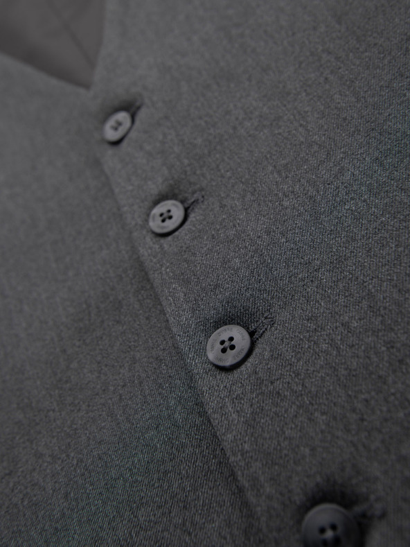 Ombre Clothing Pánska sivá obleková vesta s klasickými detailmi a podšívkou
