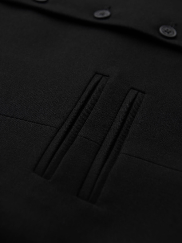 Ombre Clothing Pánska čierna obleková vesta s klasickými detailmi a podšívkou