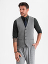 Ombre Clothing Elegantná pánska svetlosivá vesta SLIM FIT