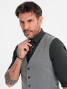 Ombre Clothing Elegantná pánska svetlosivá vesta SLIM FIT