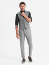 Ombre Clothing Elegantná pánska svetlosivá vesta SLIM FIT