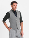 Ombre Clothing Elegantná pánska svetlosivá vesta SLIM FIT