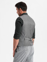 Ombre Clothing Elegantná pánska svetlosivá vesta SLIM FIT