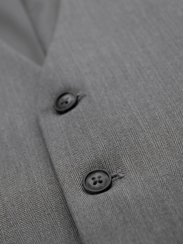 Ombre Clothing Elegantná pánska svetlosivá vesta SLIM FIT