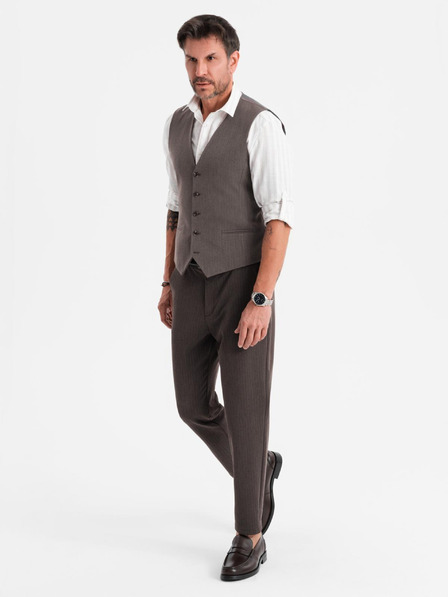 Ombre Clothing Pánska sivá elegantná vesta SLIM FIT
