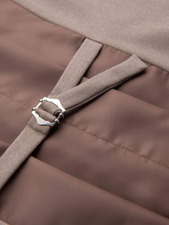 Ombre Clothing Pánska béžová obleková vesta s klasickými detailmi a podšívkou
