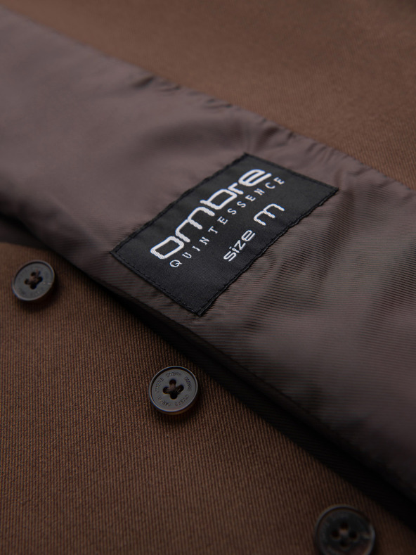 Ombre Clothing Pánska hnedá obleková vesta s klasickými detailmi a podšívkou