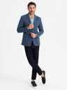 Ombre Clothing Pánske modré sako SLIM s jemnou textúrou