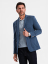 Ombre Clothing Pánske modré sako SLIM s jemnou textúrou