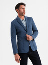 Ombre Clothing Pánske modré sako SLIM s jemnou textúrou
