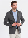 Ombre Clothing Pánske sivé sako SLIM z jemne štruktúrovanej pleteniny