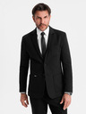 Ombre Clothing Pánske čierne sako SLIM s jemnou textúrou