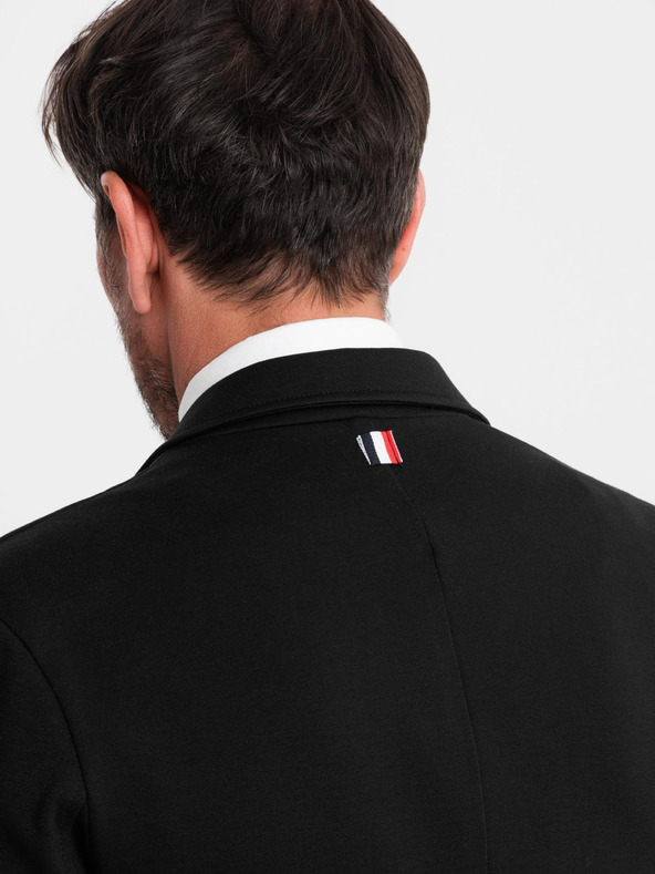 Ombre Clothing Pánske čierne sako SLIM s jemnou textúrou