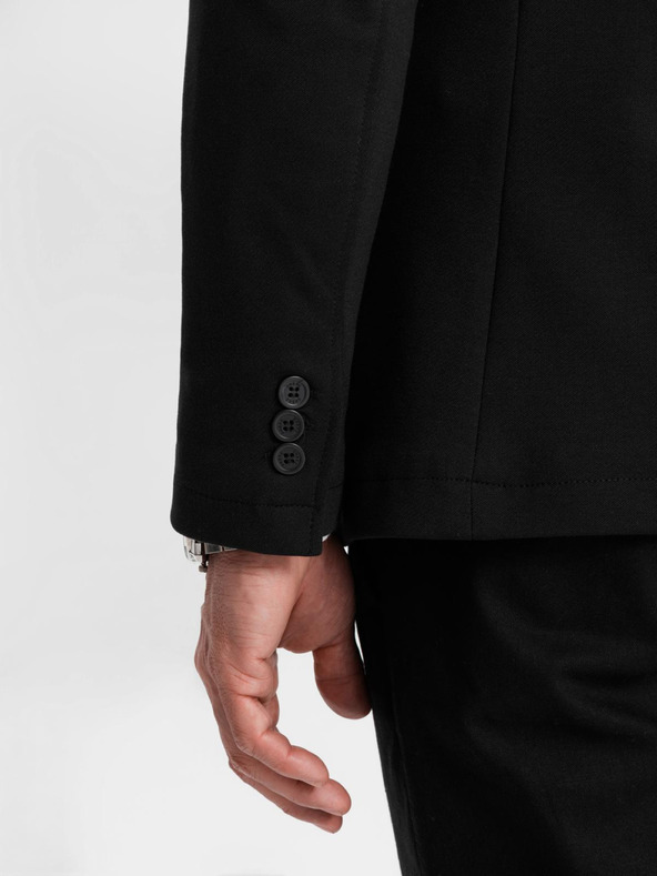 Ombre Clothing Pánske čierne sako SLIM s jemnou textúrou