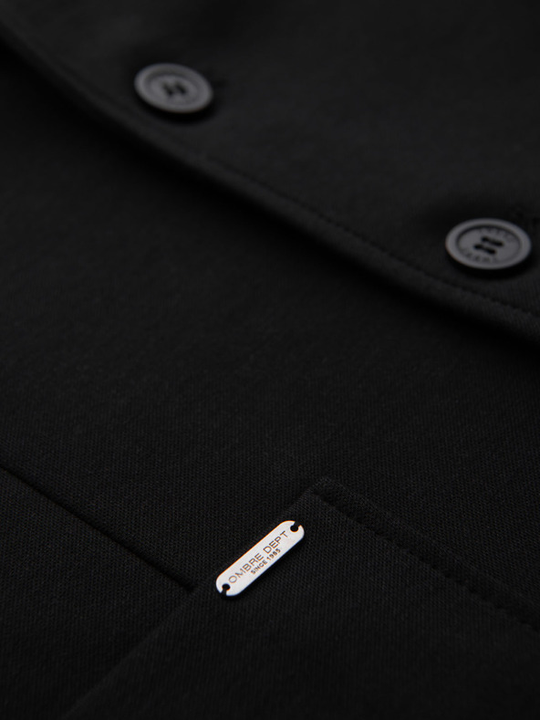 Ombre Clothing Pánske čierne sako SLIM s jemnou textúrou