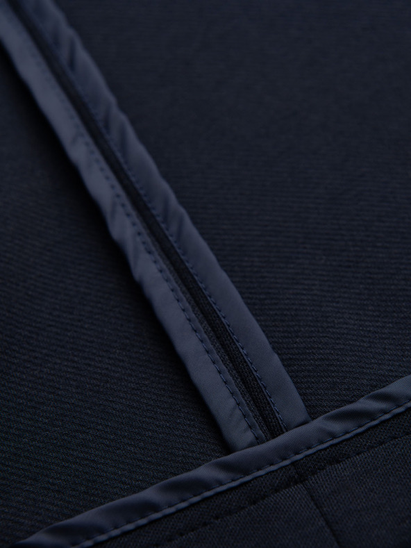 Ombre Clothing Pánske tmavomodré sako SLIM z jemne štruktúrovanej pleteniny