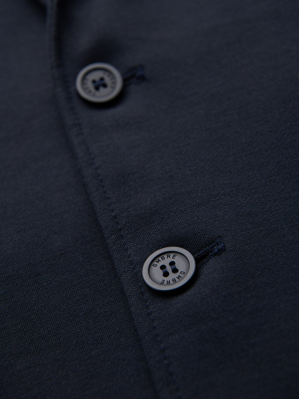 Ombre Clothing Pánske tmavomodré sako SLIM z jemne štruktúrovanej pleteniny