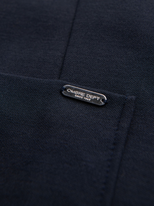 Ombre Clothing Pánske tmavomodré sako SLIM z jemne štruktúrovanej pleteniny