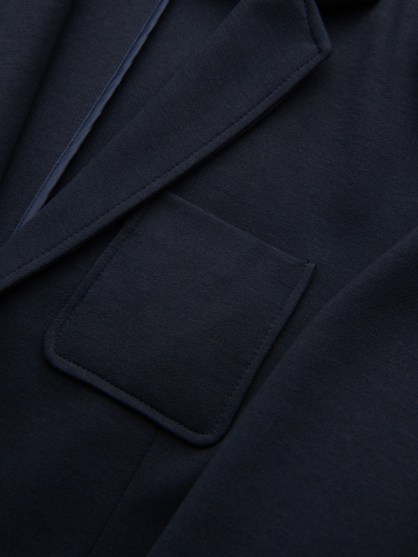 Ombre Clothing Pánske tmavomodré sako SLIM z jemne štruktúrovanej pleteniny