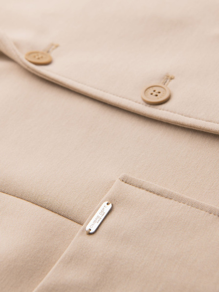 Ombre Clothing Pánske béžové sako SLIM z jemne štruktúrovanej pleteniny