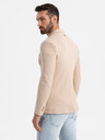 Ombre Clothing Pánske béžové sako SLIM z jemne štruktúrovanej pleteniny