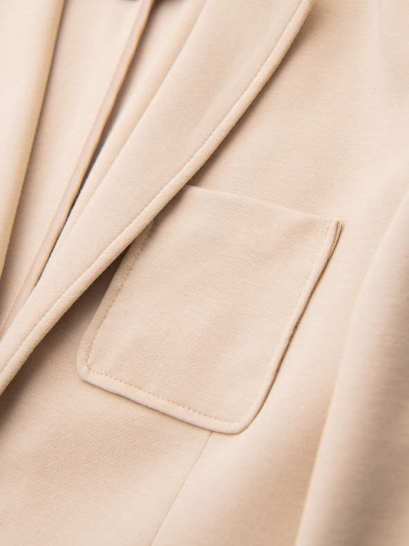 Ombre Clothing Pánske béžové sako SLIM z jemne štruktúrovanej pleteniny