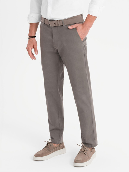 Ombre Clothing Pánske chino nohavice REGULAR FIT s jemnou štruktúrou - sivé