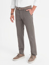 Ombre Clothing Pánske chino nohavice REGULAR FIT s jemnou štruktúrou - sivé