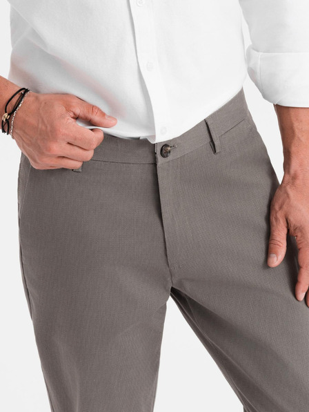 Ombre Clothing Pánske chino nohavice REGULAR FIT s jemnou štruktúrou - sivé