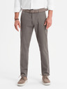 Ombre Clothing Pánske chino nohavice REGULAR FIT s jemnou štruktúrou - sivé