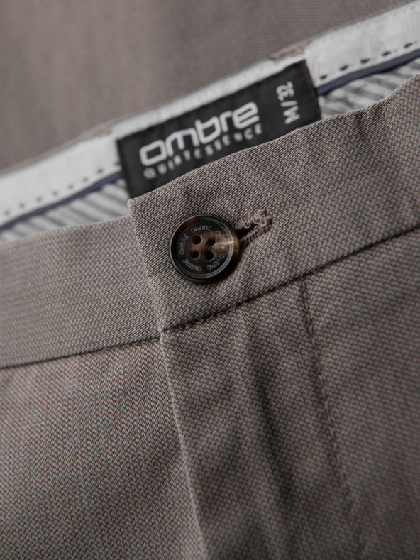 Ombre Clothing Pánske chino nohavice REGULAR FIT s jemnou štruktúrou - sivé