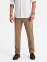 Ombre Clothing Pánske chino nohavice REGULAR FIT s jemnou štruktúrou - tmavobéžové
