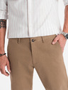 Ombre Clothing Pánske chino nohavice REGULAR FIT s jemnou štruktúrou - tmavobéžové
