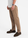 Ombre Clothing Pánske chino nohavice REGULAR FIT s jemnou štruktúrou - tmavobéžové