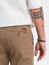 Ombre Clothing Pánske chino nohavice REGULAR FIT s jemnou štruktúrou - tmavobéžové