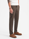 Ombre Clothing Pánske chino nohavice REGULAR FIT s jemnou štruktúrou - hnedé