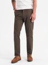 Ombre Clothing Pánske chino nohavice REGULAR FIT s jemnou štruktúrou - hnedé