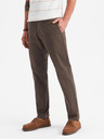 Ombre Clothing Pánske chino nohavice REGULAR FIT s jemnou štruktúrou - hnedé